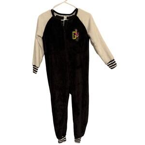 Justice Pajamas Girls 7/8 The Grinch One Piece Front Zip Cozy Pajamas Warm Black